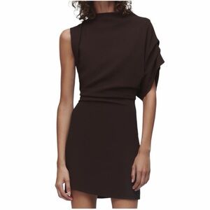Zara Asymmetrical Dress in Dark Brown